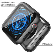 2 Pack Black Hard Case with Tempered Glass Screen Protector Compatible for Apple Watch Series 9 Series 8 Series 7 45mm, Ultra-Thin Shockproof Overall Protective Cover for iWatch