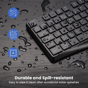 Wireless Keyboard and Mouse Set, Full Size Wireless Keyboard Ergonomic Design & Quiet USB Cordless Mouse Combo UK Layout, 12 Multimedia Shortcuts for Windows Computer PC Laptop Desktop,Black