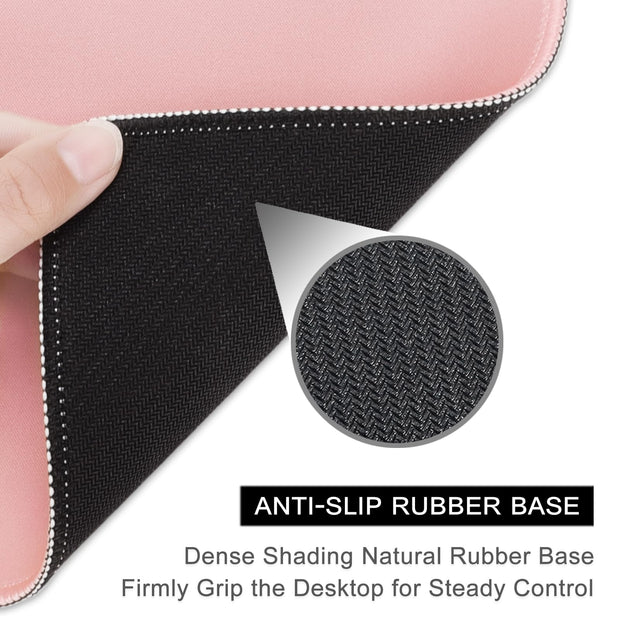 Mouse Pad, Premium-Textured Square Mousepad 26 x 21 cm, Stitched Edge Anti-Slip Waterproof Rubber Mouse Mat, Pretty Cute Mouse Pad for Office Gaming Laptop Women Kids Pink