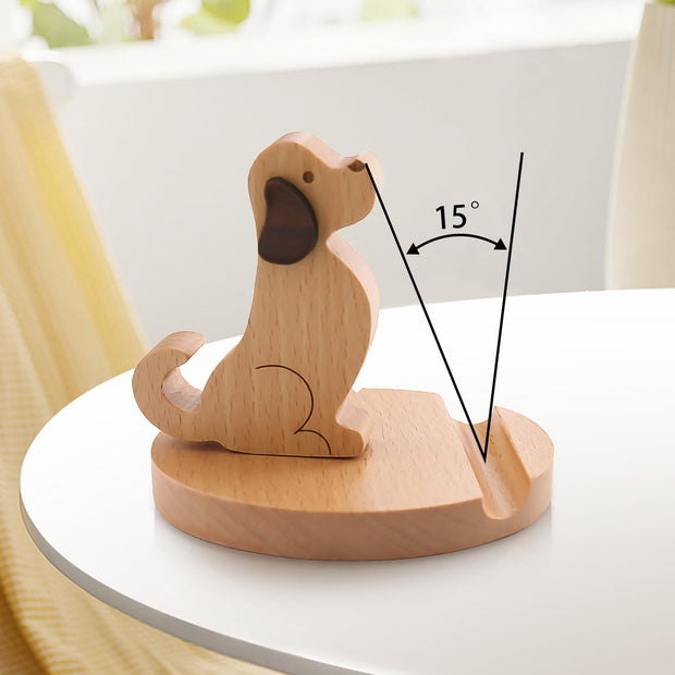 Wooden Cell Phone Stand Dog Phone Holder Animal Phone Stand, Novelty Desk Phone stand, Mobile Phone Holder Desk Decoration, for Universal Cell Phone Compatible with Mini Pad Phone X XS XR 11