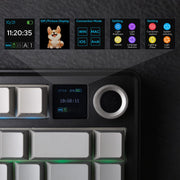 Tri-Mode Wireless Gaming Keyboard, TFT Screen, Knob, Hot Swappable, 2.4GHz/Type-C/BT5.0, Gasket Creamy, for PC/Mac/Office/Gaming (Black, Reaper Switch)