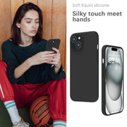 Silicone Case for iPhone 15, Soft-Touch, Shockproof, DustProof, Antiskid Full Body Armour Phone Cover for Apple iPhone 15 - Black