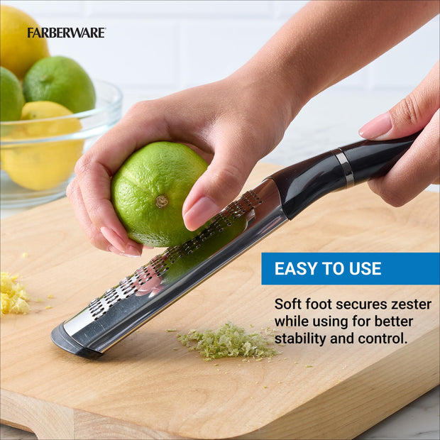 Professional Slim Zester and Grater – Stainless Steel Blade for Citrus, Ginger, Garlic, Cheese, and Herbs – Compact Design with Blade Cover, Dishwasher Safe