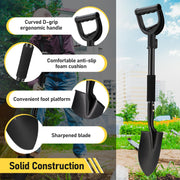 Garden Shovel for Digging, 31 inch Small Shovels Heavy Duty Portable Mini Spade with Curved D-Handle for Gardening, Digging, Camping, Car, Kids Sand Beach Shovels