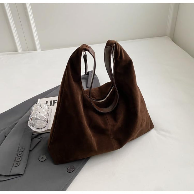 Women’s Suede Crescent Shoulder Bag Women Tote Bag Satchels Crossbody Purse Fall Underarm Bag Winter Hobo BagTop-handle Travel College Work Tote Handbag