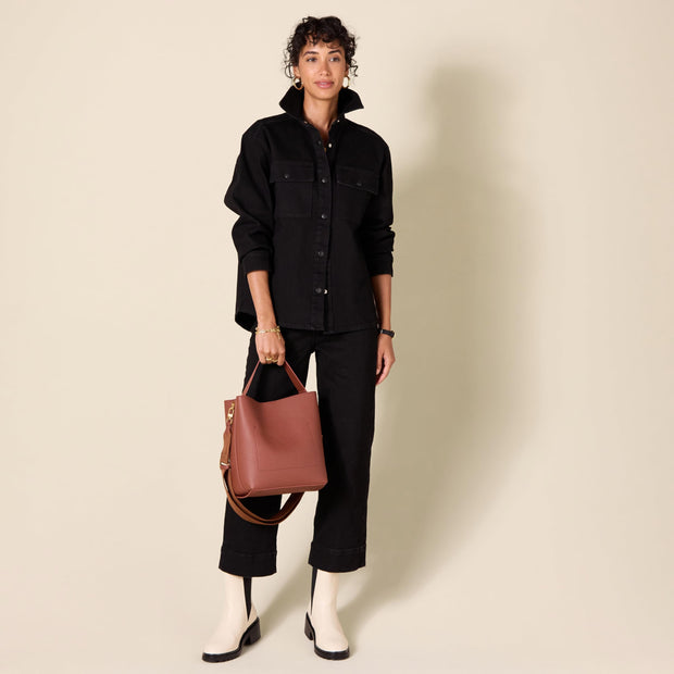 Women's Soft Bucket Handbag Tote with Minimalist Design