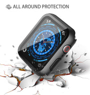 2 Pack Black Hard Case with Tempered Glass Screen Protector Compatible for Apple Watch Series 9 Series 8 Series 7 45mm, Ultra-Thin Shockproof Overall Protective Cover for iWatch