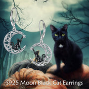 925 Sterling Silver Celtic Moon Cat/Cow/Star Leverback Earrings Cat Animal Jewellery Birthday Gifts for Women Girls