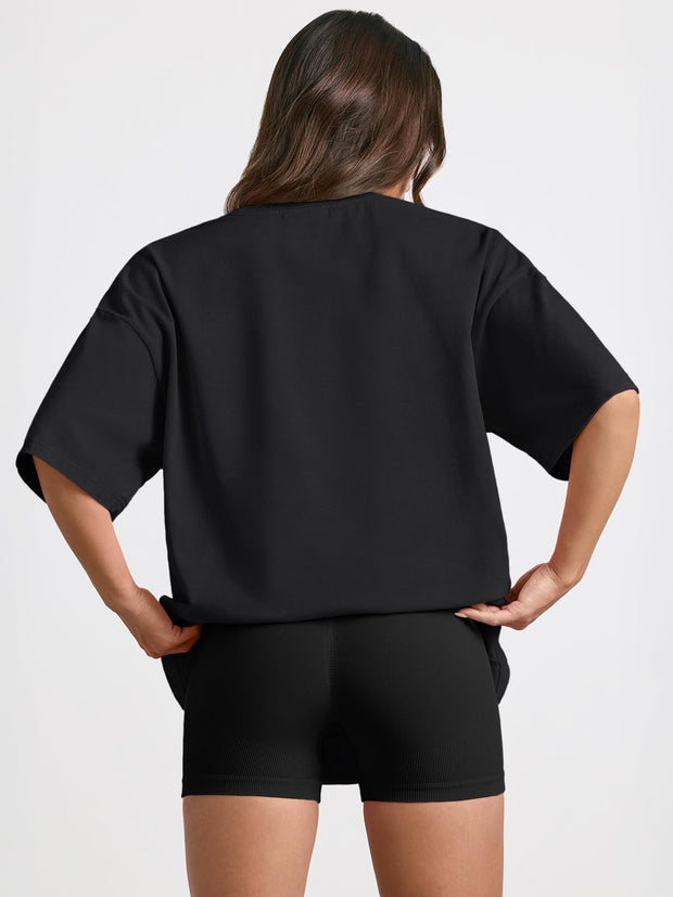 Womens Oversized T Shirts UK Short Sleeve Tops Summer Crew Neck Loose Fit Tshirts