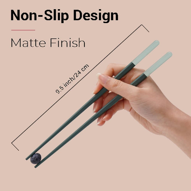Random Mood Modern Design Chopsticks - Reusable, Dishwasher Safe, Non-Slip Fiberglass, Ice Fog Multi Color, 5 Pairs, 9.5in/24cm, Great for Chinese, Japanese, Korean Cuisine