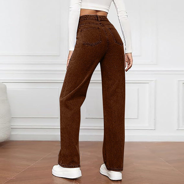 Wide Leg Jeans for Women UK Jeans with Straight Leg High Waisted Stretchy Wide Pants with Pockets