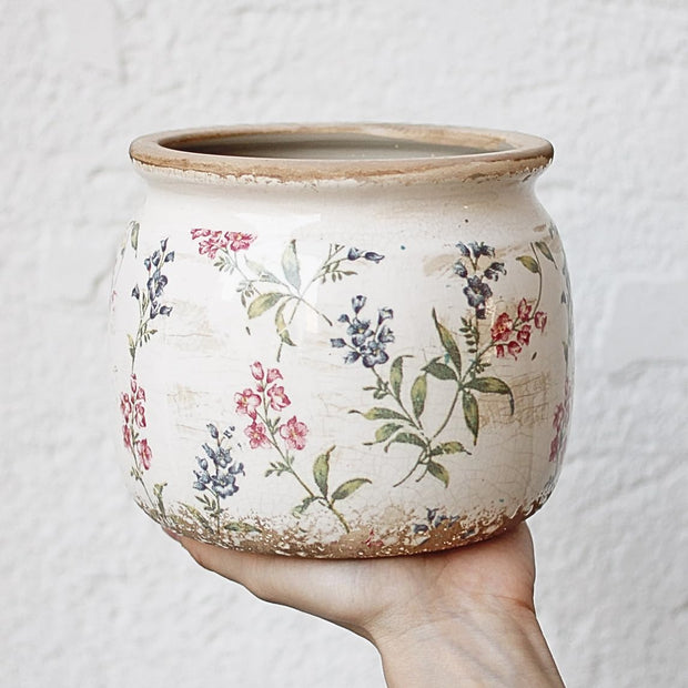 Flower Pots, Vintage Planters for Indoor Plants, 6.29'' Plant Pots with Drainage, Ceramic Pots for Plants, Vase & Planters, Indoor Planter for Home, Christmas Decorations, Purple Red