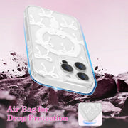 Magnetic for iPhone 14 Pro Max Case, Bow Case Compatible with MagSafe, Wireless Slim Clear Ribbon Aesthetic Phone Cover Anti-Yellowing Shockproof Protective Cover for Women Girl - White