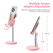 Cute Phone Stand for Desk, Deer Phone Holder, Angle & Height Adjustable Stand for iPhone, Kawaii Phone Stand Compatible with 4-12.9in Devices (Pink)
