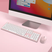 Wireless Keyboard and Mouse Set, 2.4GHz USB Computer Keyboards and Mouse Combo, Ergonomic Design with 12 Multimedia Shortcuts for HP/Lenovo Laptop and Mac-Pink