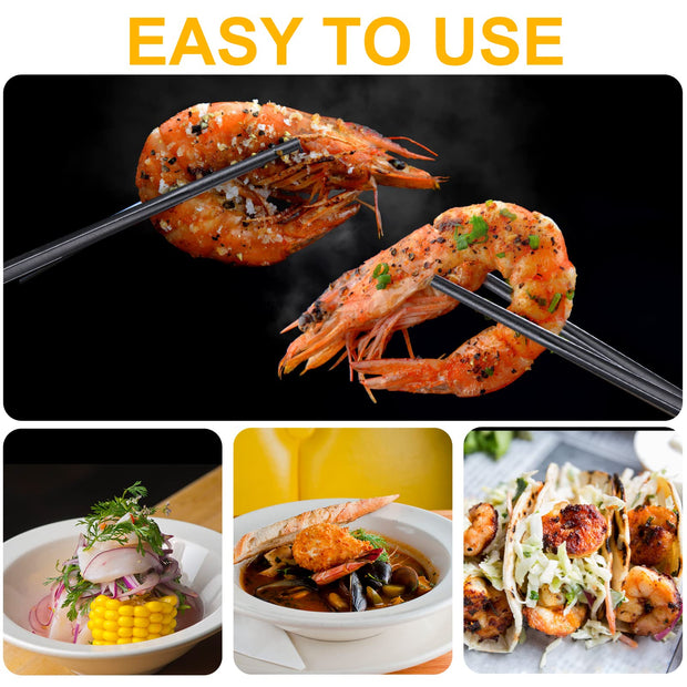 5 Pairs Dishwasher Safe Fiberglass Chopsticks Set,9.5 Inch Reusable Japanese Chinese Chopsticks , Non-Slip, Easy to Use (colorful ) (9.5 inch, pure black)