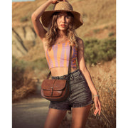 Crossbody Bag for Women Small Satchel and Shoulder Bag Vintage Saddle Handbags Vegan Leather