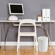 Plastic Small Trash Can Wastebasket, Garbage Container Basket for Bathrooms, Laundry Room, Kitchens, Offices, Kids Rooms, Dorms, (White, 1.8 Gallon)