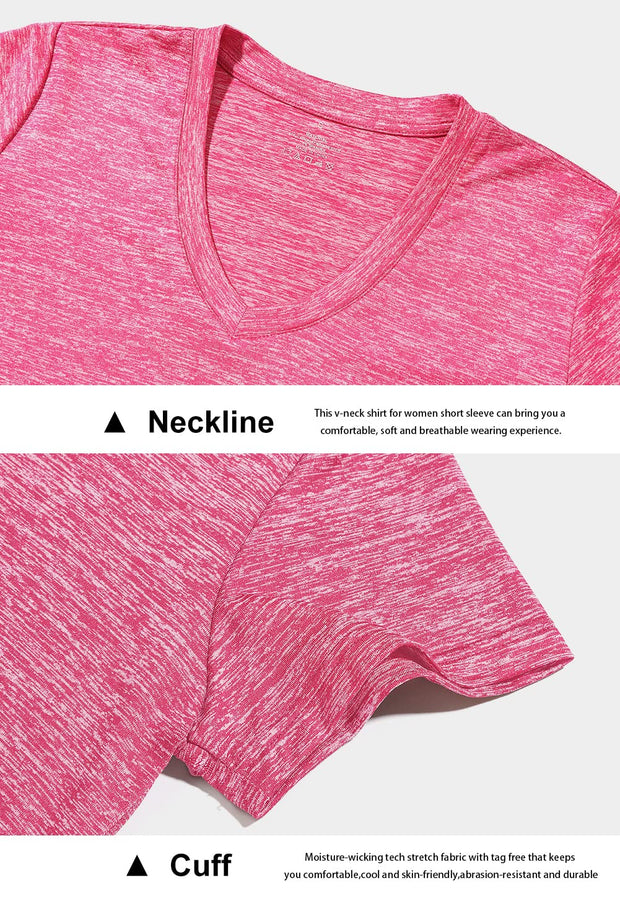 3 Pack Women's Short Sleeve Dry Fit T-Shirts Moisture Wicking Athletic V-Neck Gym Tee Exercise Yoga Tops