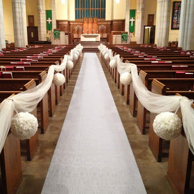 Wedding Decorations Aisle Runner for Outdoor and Indoor,White Printing,100ftx3ft,Polyester Paper Convenient for Single Use,100feetx3feet