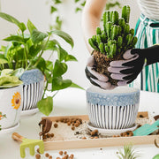 Ceramic Plant Pots Set of 3, 6.75/5.6/4.2 inch Planters with Drainage Holes and Saucer, Flower Pot Outdoor Indoor, Modern Decorative Planters for House Plants Garden Planters Succulent Pots