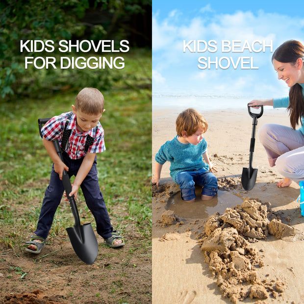 Garden Shovel for Digging, 31 inch Small Shovels Heavy Duty Portable Mini Spade with Curved D-Handle for Gardening, Digging, Camping, Car, Kids Sand Beach Shovels