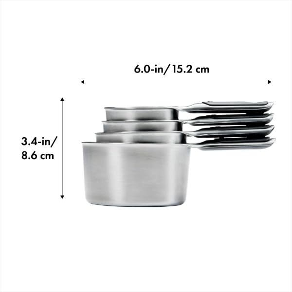4 Piece Stainless Steel Measuring Cups with Magnetic Snaps