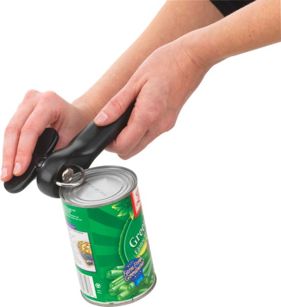 Can Opener, Safe Cut Manual Can Opener, no Sharp Can Edges, Black