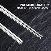 Stainless Steel Chopsticks 5 Pairs Reusable Multicolor Lightweight 304 Metal Chopsticks Square Lightweight Non-Slip Chop Sticks Dishwasher Safe Gift Set(Silver Hollow)
