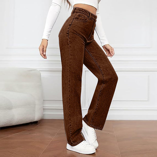 Wide Leg Jeans for Women UK Jeans with Straight Leg High Waisted Stretchy Wide Pants with Pockets