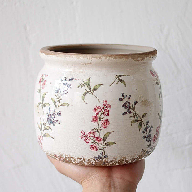 Flower Pots, Vintage Planters for Indoor Plants, 6.29'' Plant Pots with Drainage, Ceramic Pots for Plants, Vase & Planters, Indoor Planter for Home, Christmas Decorations, Purple Red