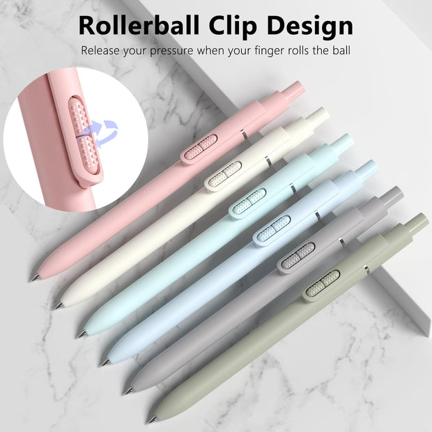 Smooth Writing Black Ink Ball Point Pens | High-end Long Lasting Retractable Pen for School, Home, Office (6 Pens with 3 Refills)