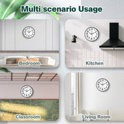 Wall Clock 12 Inches Non-Ticking Wall Clocks Battery Operated Large Easy to Read with Stereoscopic Dial Ultra-Quiet Movement Quartz for Office Classroom School Home Bedroom Kitchen