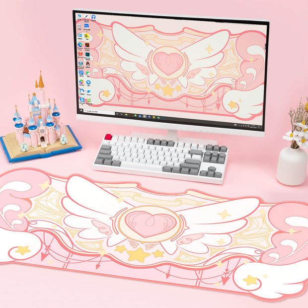 Large Gaming Mouse Pad Kawaii Pink Non-Slip Rubber Back Mouse Pad Big Waterproof Desk Mat for Keyboard and Mouse Perfect for Gaming,or Home Office Work