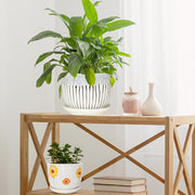 Ceramic Plant Pots Set of 3, 6.75/5.6/4.2 inch Planters with Drainage Holes and Saucer, Flower Pot Outdoor Indoor, Modern Decorative Planters for House Plants Garden Planters Succulent Pots