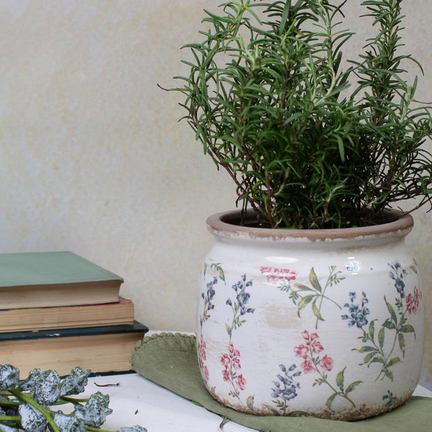 Flower Pots, Vintage Planters for Indoor Plants, 6.29'' Plant Pots with Drainage, Ceramic Pots for Plants, Vase & Planters, Indoor Planter for Home, Christmas Decorations, Purple Red