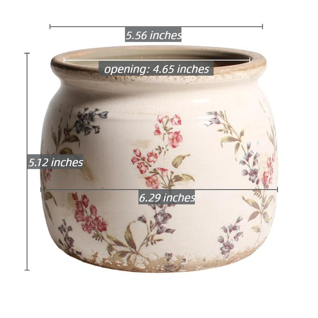 Flower Pots, Vintage Planters for Indoor Plants, 6.29'' Plant Pots with Drainage, Ceramic Pots for Plants, Vase & Planters, Indoor Planter for Home, Christmas Decorations, Purple Red