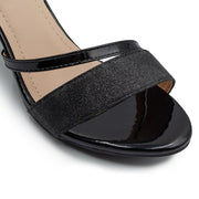 Womens Sparkle Diamante Low Mid Heel Sandals Wedding Bridal Prom Ladies Party